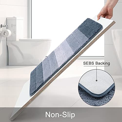 2 Stück rutschfeste Ombre Badezimmerteppich-Set, ultraweich, schnell trocknend, U-förmige Matte & Badteppich, wasserabsorbierend, maschinenwaschbar, für Schlafzimmer & Wohnzimmer, Blau – Bild 4