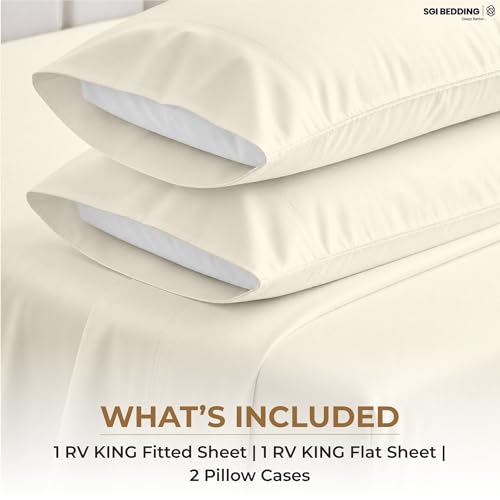 Image of SGI bedding 100% Egyptian Cotton Sheets RV King Size - 600 Thread Count Sheets Set, Soft, Cooling, 15 inch Deep Pocket, Luxury Hotel Bedding, Breathable, Durable - Butter