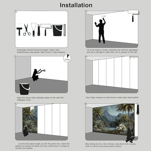 Papier peint panoramique palmiers bleu-vert grand format 350x256cm - 7
