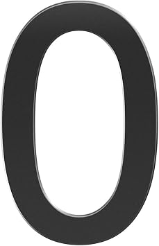 3 Inch House Numbers Sticker Stainless Steel, Self-Stick Metal Address Number Black Sign 0