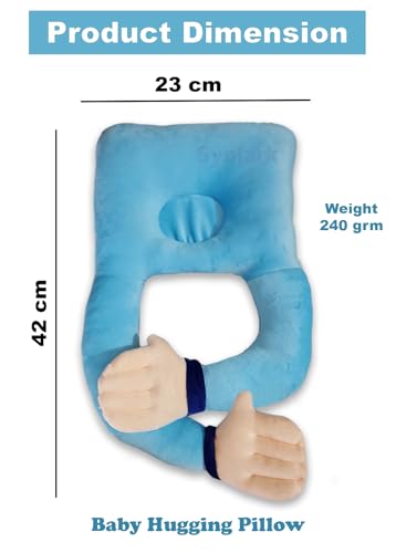 Image of Baby Hugging Pillow with Supersoft Fabric | 0-18 Months Newborn Pillow /Takiya /Cushion | Neck & Head Support for Babies (Sky Blue)