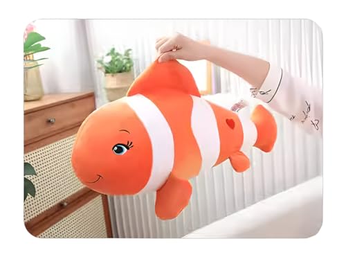 Image of Tickles Nemo Fish Soft Stuffed Plush Sea Animal Pillow for Kids Boys & Girls Birthday Gifts (Color: Orange & White Size: 40 cm)