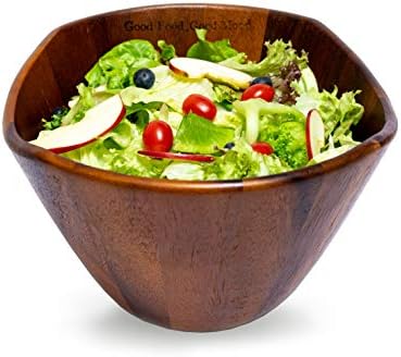 Mind Happiness Premium Acacia Wood Bowl, Large Wooden Salads, Fruits Bowl