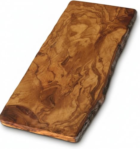 Live Edge Olive Wood Cutting Board 16'L X 7'W X 0.75'TH Rustic Large Wooden Charcuterie Board - Handmade Bread & Cheese Board - Long Wood Charcuterie Boards - Natural Wood Cutting Board For Kitchen