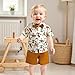KtwHarnu Toddler Boy Western Summer Clothes Riding Horse Button Down Short Sleeve Shirt and Shorts Set Country Baby Clothes (Khaki, 2-3T)