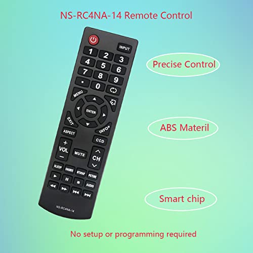 GHUST Controle remoto de substituição universal NS-RC4NA-14 para Insignia TV NS-37D20SNA14 NS-39D310