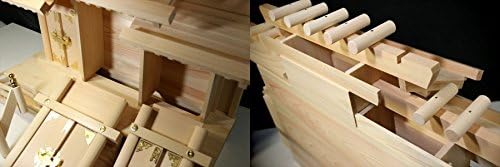 神棚 三社 単品 屋根違い 中型 ■ 木曽ひのき三社 銘木の工芸品 ■ お社本体サイズ (cm) 高さ50 × 幅63 × 【模造品】