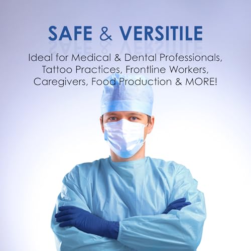Medidenta Non-Woven Isolation Gowns with Elastic Cuffed Sleeves, Neck and Waist Ties - Breathable, Full-Coverage Protection – One Size Fits All, 10-Pack, Blue