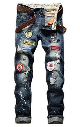 Men's Fashion Ripped Jeans with Patches