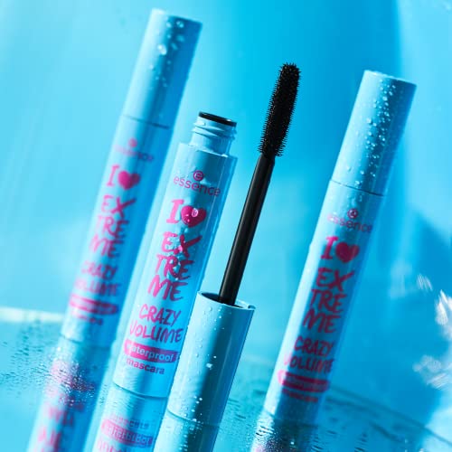 Image of Essence I LOVE EXTREME CRAZY VOLUME waterproof mascara, waterproof mascara, black, volume, flexible elastomer brush, 12 ml