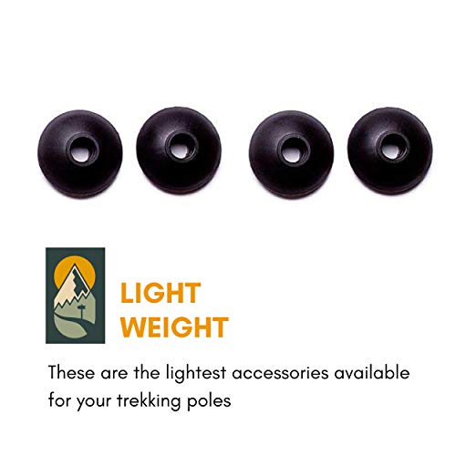 Hiker Hunger Extra Durable Rubber Mud Baskets: Trekking, Hiking, and Snowshoe Poles Accessories & Replacements Fits Most Walking Poles (4 Pack Mud Baskets) - USA Based Brand - Thumbnail 4