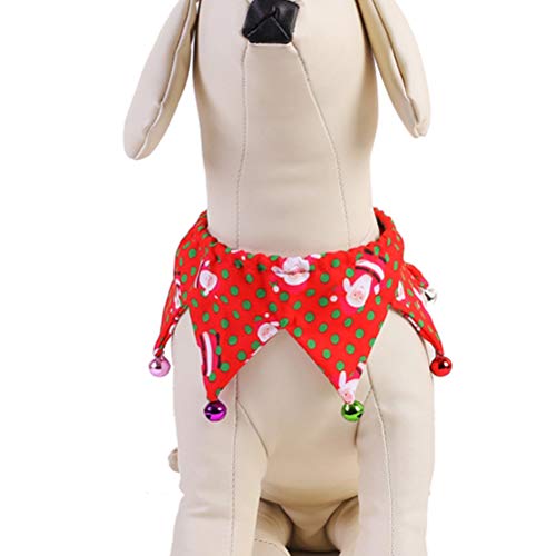 Coleira de Natal para animais de estimação com sinos - colar ajustável (boneco de gengibre verde + P