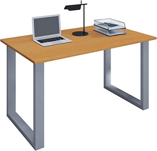 VCM Bureau en Bois Table d'ordinateur Table de Travail Meubles de Bureau Lona U Alu Argent Bureau en Bois Table d'ordinateur Table de Travail Meubles de Bureau...