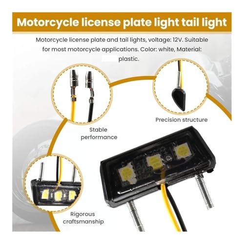 Feu arrière LED de moto décoratif et éclairage plaque minéralogique étanche - 4