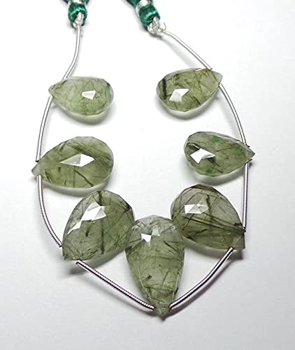 Quartz rutilé vert véritable poire pour remplacer les pierres synthétiques en joaillerie