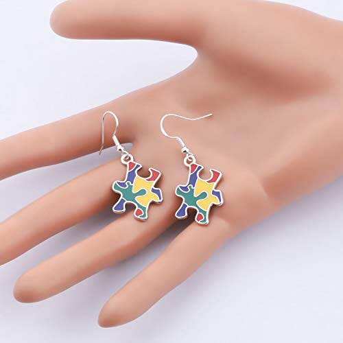 CENWA Pulseira/brincos de quebra-cabeça autismo, joia de conscientização Asperger presente para a ma