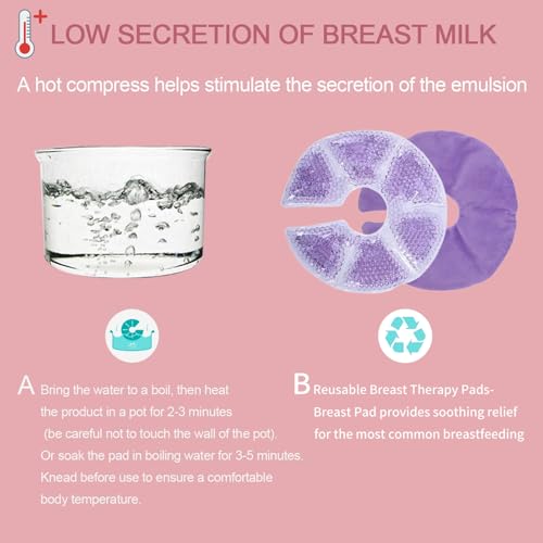 Image of QETRABONE Breast Therapy Pads, Hot Cold Breastfeeding Gel Pads, Breastfeeding Essentials and Postpartum Recovery, Nursing Pain Relief for Mastitis, Engorgement, Reusable, Freezable, Microwavable