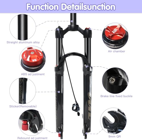 Fourche à suspension VTT 26 27.5 29 pouces pivot 1-1/8 de débattement 120mm - 2