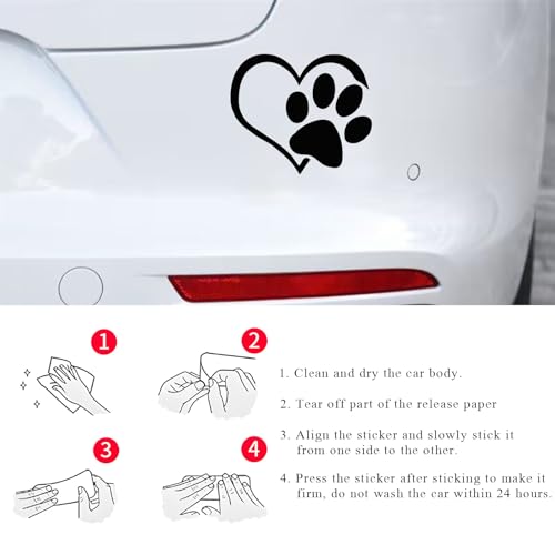 Image of DXNQ Pet Dog Paw Puppy Love Heart Vinyl Decal, 4.6 inch 3.7 inch Heart with Dog Paw Print Reflective Bumper Sticker, Cute Waterproof Puppy Footprint Heart Decal for Window, Laptop, Wall (Black)