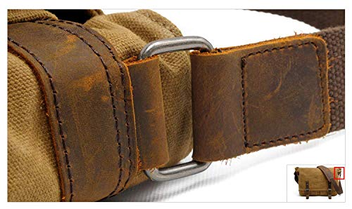 Mens Flap-Over Shoulder Messenger Bag Large Capacity Vintage Canvas Laptop Bag Strong Durable With Adjustable Shoulder Strap-Green #TOP3