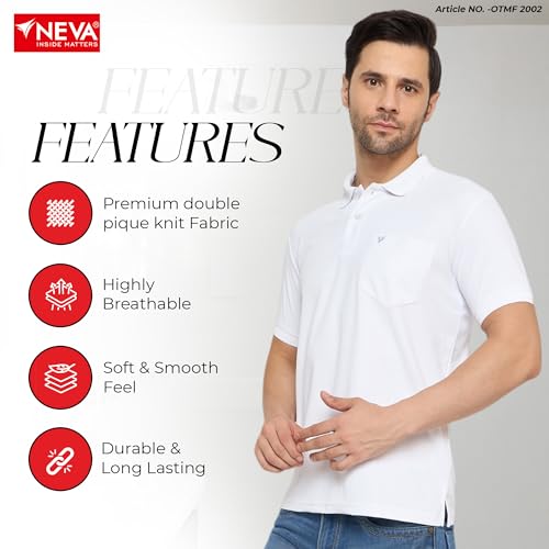 Image of NEVA Men's Regular Fit Half Sleeve Polo Neck T-Shirt with Chest Pocket