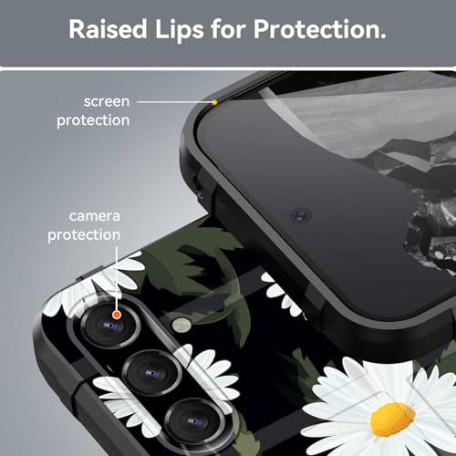 GFEWYTJYJ for Galaxy S25 Case,Fashion Shock-Absorption Flexible TPU Bumper Soft Rubber Protective Phone Case Cover for Samsung Galaxy S25 6.2" 2025,White Daisy Flower - image 6