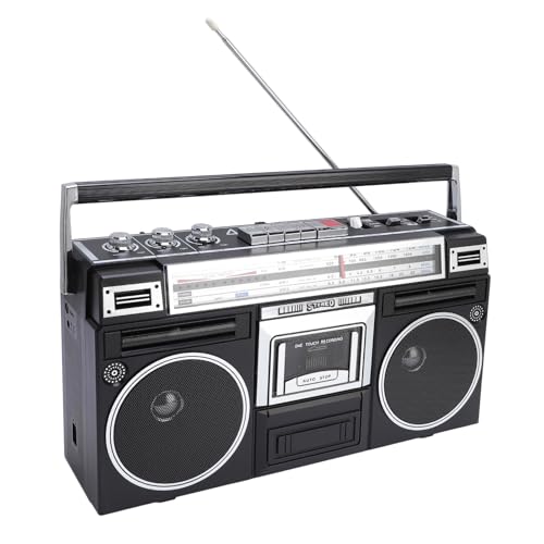 Bluetooth Cassette Player with Radio de 4 Bandas - Ceba de Cinta Vintage con Reproducción USB/SD, Radio de Reproductor Portátil de Estilo Retro (Enchufe de la UE) (Enchufe de la UE)