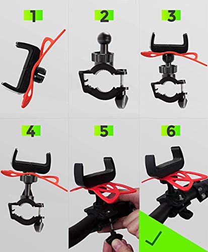 Bike Phone Mount, 360 Rotatable Universal Cellphone Bracket Mountain Bicycle Mount Racks for iPhone 11 X 8 7 Plus Samsung Galaxy S10 S9 S8 S7 Edge, Nexus, Nokia, Motorcycle Bike Accessories (Green) - Thumbnail 6
