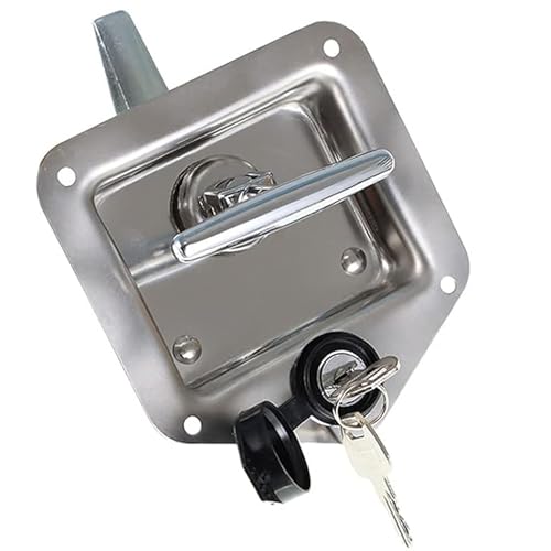 Image of 1-Pack Trailer Door Latch Rv Door Tool Box Lock T-Handle Lock 304 Stainless Steel with Gasket Keys Highly Polished for Camper RV Truck Tool Truck Trailer Tool Box Trailer, Toolbox