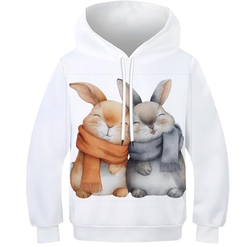 Sweat enfant lapin 3D avec capuche et poche pull manches longues robuste