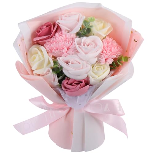 BESPORTBLE 1 Bündel Künstliche Seife Blume Rose Blumen Nelke Seifenstrauß für Valentinstag Jubiläumsfest (Rosa)