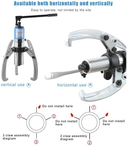 10T Hydraulic Gear Puller Set - 2 or 3 Jaws Bearing Hub Separator Tool for Efficient Hub, Flange, Gear & Bearing Removal - Heavy Duty Puller Separator