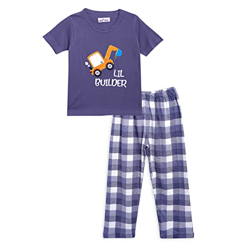 Image of NITE FLITE Boys' Little Builder Printed 100% Cotton Nightwear | Top and Pyjama Set