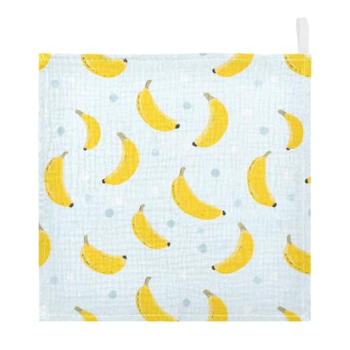 Image of vvfelixl Yellow Cute Banana Baby Burp Cloths Baby Muslin Washcloths for Boys Girls Cotton Babys Face Towel for Newborn Soft 11.8 X 11.8 in, 5 Pack
