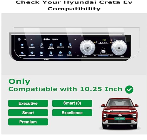 Image of OHAYO Screen Protector for Hyundai Creta Electric 2025+ | Compatible with Executive, Smart, Premium, Smart(O) & Excellence Variants | 10.25 Inch Dual Touchscreen & AC Control Display Protection | 9H Hardness Anti Scratch Military Strength HD Clear | Not Tempered Screen Film