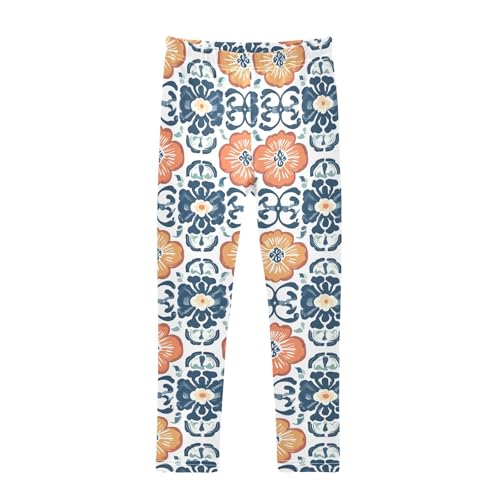 KLL Seamless Asian Traditional Patterns Toddler Girls Leggings Comfortable High Waisted Yoga Pants Sports