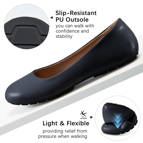 Image of Aomigoct Flats for Women Ballets Shoes: Dress Slip Comfortable Work Flats for 2026 - Casual Ladies Wedding Walking Flat