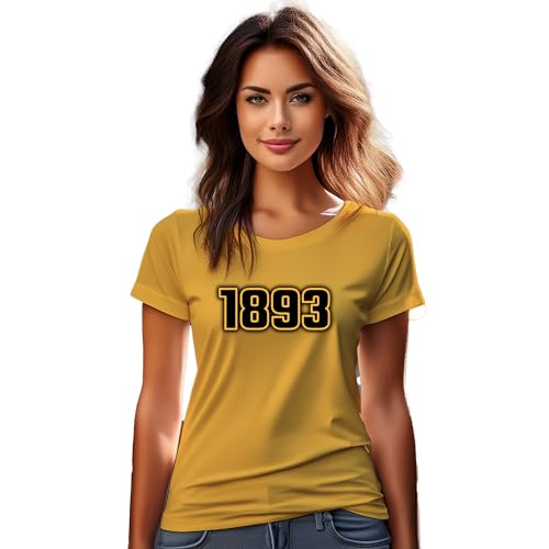 T-shirt 1893 jaune dore femme taille M haut de mode vintage