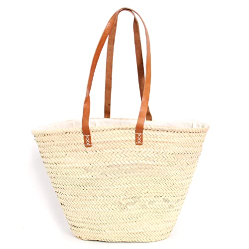Varletta Capazo Playa Clasico de Palma Natural y Fabricación Artesana - Bolso de Playa de Esilo Mediterraneo - Cesta de Compra de Palma