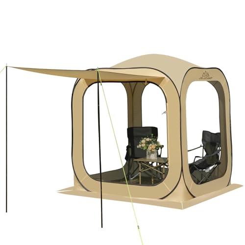 JELUCAMP 6×6 FT Pop Up Screen House Tent – Instant Screened Gazebo Canopy with Mosquito Net, Portable Backyard Tent for 4-6 People, Easy Setup Patio Shelter for Camping, BBQ, Sports & Outdoor