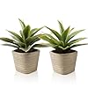 2 pack fake plants 1142 inch artificial agave plants potted faux agave plants indoor for home room office bathroom bedroom kitchen farmhouse greenery decor  urban country home decor