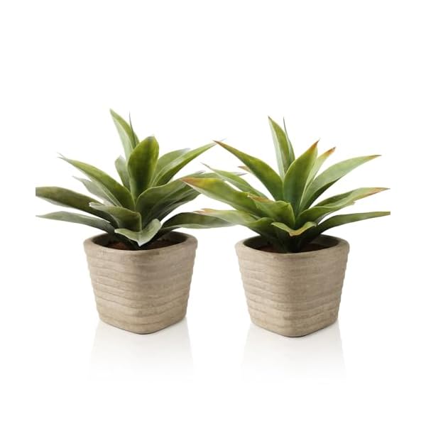 2 pack fake plants 1142 inch artificial agave plants potted faux agave plants indoor for home room office bathroom bedroom kitchen farmhouse greenery decor  urban country home decor