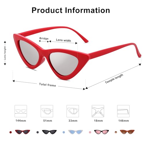 SOJOS Retro Vintage Narrow Cat Eye Sunglasses for Women Clout Goggles Plastic Frame SJ2044