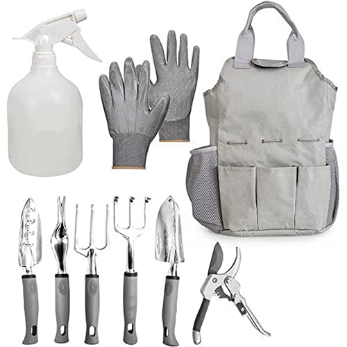 Juego de Herramientas de jardinería Juego de Herramientas de jardín Kit de Herramientas manuales de Acero de aleación de Aluminio de 9 Piezas con Bolsa de jardín Kit de jardín manu