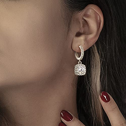 ABSOLUTE Moissanite Dangle Earrings for Women 2 Carat 925 Sterling Silver White Gold Earrings Moissanite Earrings Studs for Women Promise Birthday Gift For Her With Certificate — view 5