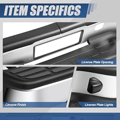 Auto Dynasty Rear Step Bumper Assembly Compatible with 1999-2006 Chevy Silverado GMC Sierra 1500 2500, 2007 1500 Classic Fleetside/Styleside Bed, Non Parking Sensor Hole, Chrome