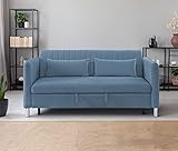 Lexicon Oakhill Velvet Convertible Studio Sofa with Pull-Out Bed, 72' W, Blue