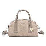 ALEX&MIA Women's Small Suede Crossbody Bags – Vintage Top Handle Handbags with Adjustable Strap, Everyday Versatile Purse（Grey）