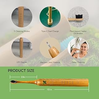 Maxdent Spazzolino elettrico in bambù, Back to Nature, 3 testine