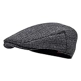 STARANCE Men Hat Wool Blend Newsboy Ivy Tweed Flat Cap (Herringbone Gray, 7 3/4)